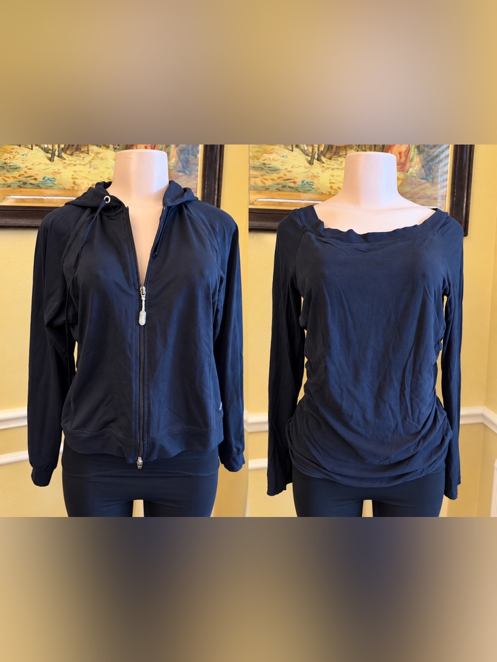 Women’s Bundled Long-Sleeve Scoop Neck and Black Hooded Zip Jacket